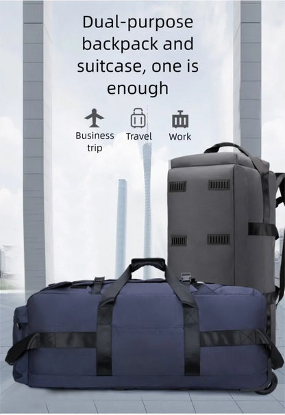 80L Rolling Duffle Bag with Wheels – 31" Heavy-Duty Foldable Travel Duffel, Water-Resistant Luggage with Shoulder Strap