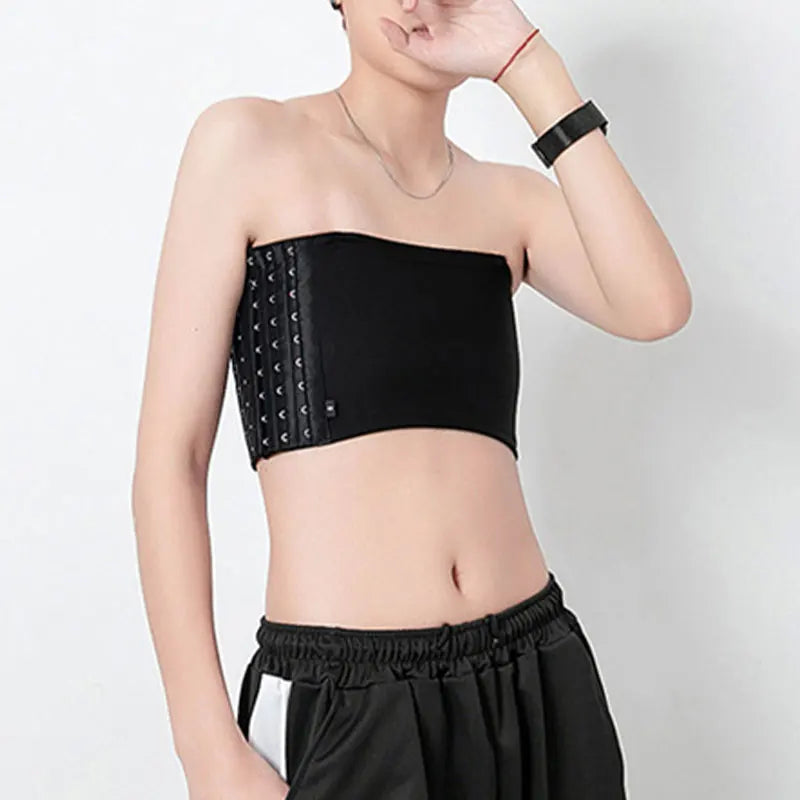 Women’s Chest Binder Crop Top – Flat Breast Binder Bra, Tomboy Body Shaper with Buckle