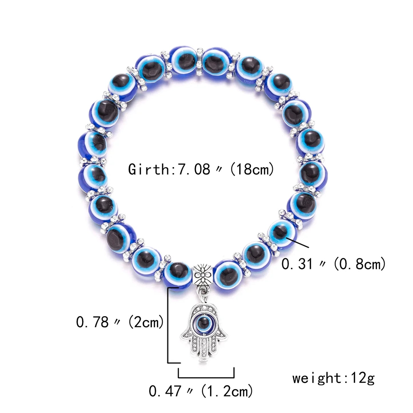 Classic Turkish Evil Eye Bracelets: Handmade Blue Eye Palm Butterfly Pendant Bangles for Men & Women - Lucky Charm Jewelry
