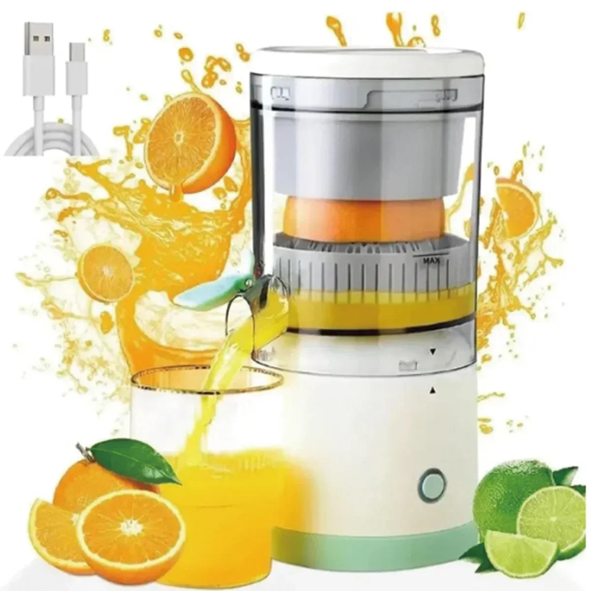 Portable USB Rechargeable Home Juicer – Electric Fruit Juice Extractor with High Juice Output for Oranges