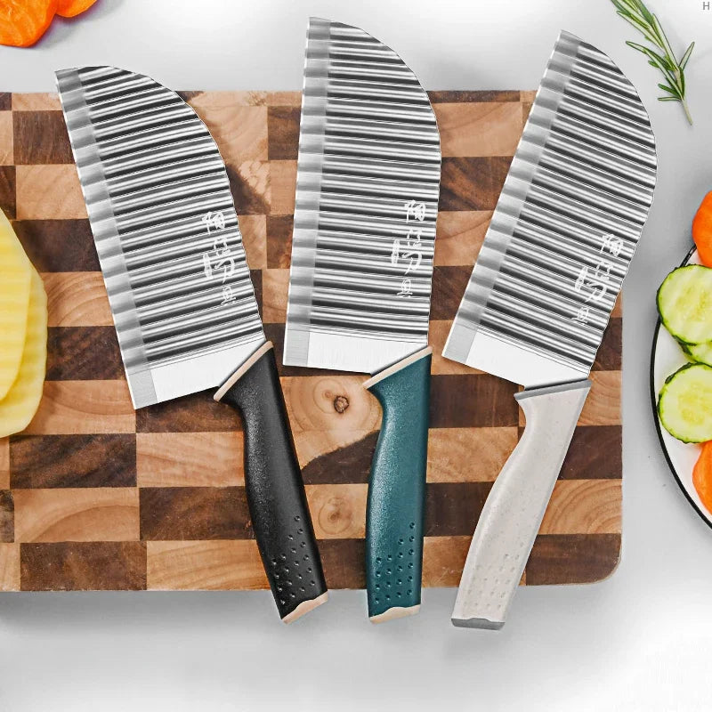 Women's Stainless Steel Kitchen Knife – Professional Chef Potato Chips Cutter for Barbecue and Cooking Utensils