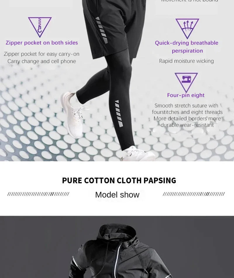 All-Season Men’s Sportswear 5-Piece Set — Tracksuit for Running, Cycling, Fitness & Hiking