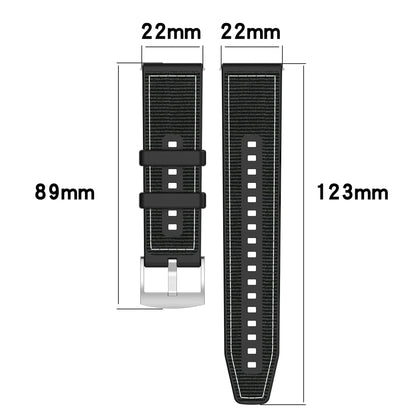 22mm Silicone & Nylon Composite Watch Band for NORTH EDGE APACHE-46 Smartwatch – Sport Replacement Bracelet Strap Correa