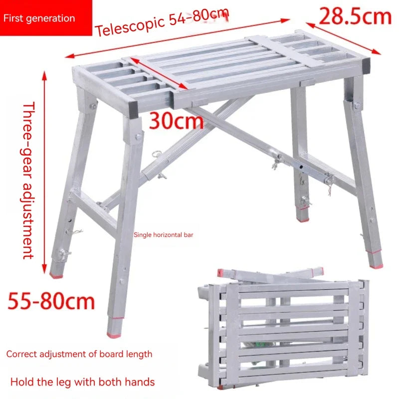 Telescopic Folding Step Stool Scaffolding Ladder – Thickened Multifunctional Adjustable Engineering & Indoor Work Platform for Decoration & Home Use
