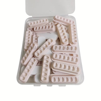 50PCS Eyelash Extension Glue Tray Wells – Self-Adhering Lash Fan Maker, Private Label Available