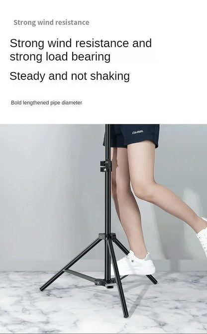 160cm Live Broadcast Tripod – Metal Camera Stand with Selfie Light, Phone Holder & Thermometer for Anchors