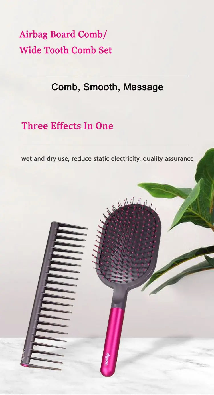 Dyson Airbag Comb Set – Wide Tooth & Cylinder Comb, Massage Airbag Hairbrush for Hairdressing & Curly Styling