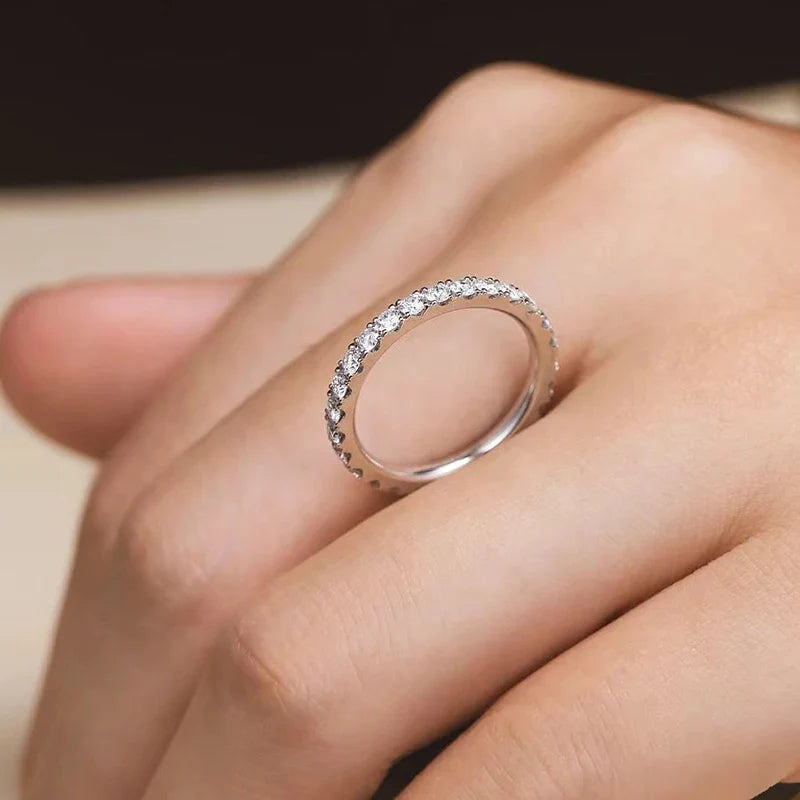 100% Pass Diamond Tester Pen & Moissanite Ring – Matching 925 Sterling Silver Wedding Band for Women