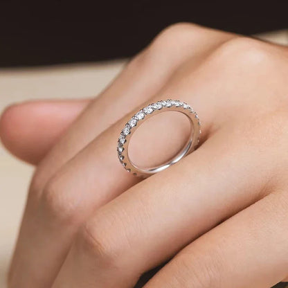 100% Pass Diamond Tester Pen & Moissanite Ring – Matching 925 Sterling Silver Wedding Band for Women