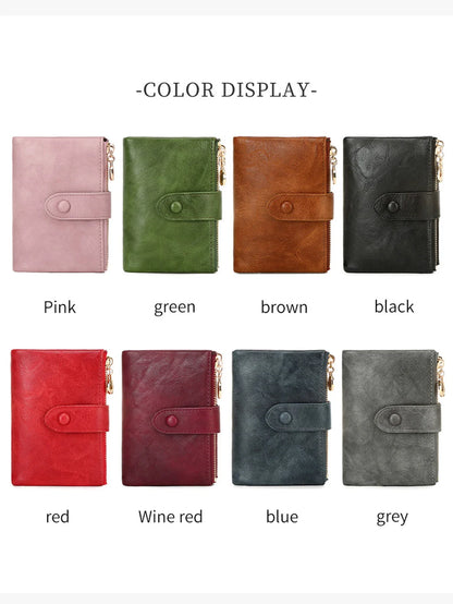 Minimalist Women’s Short Wallet – Large Capacity Triple-Layer Double Zipper Card Holder & Money Bag