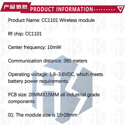 CC1101 Wireless Transceiver Module with SMA Antenna – 315/433/868/915MHz for Arduino
