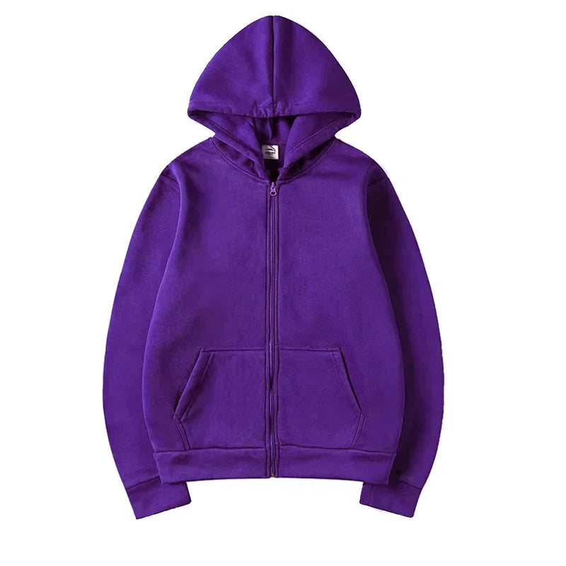 Fashion Zipper Hoodie — Casual Black, Gray & Blue Streetwear Sweatshirt for Men & Women