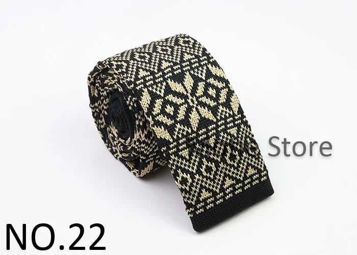 Classic Knit Neck Tie for Men — 6cm Plaid & Dots Casual Business Wedding Tie