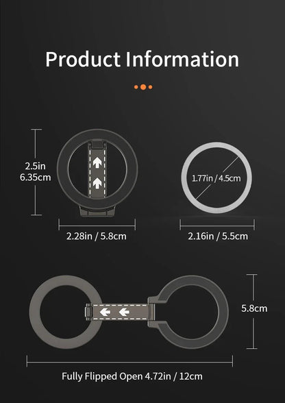 Double-Sided Magnetic Phone Ring Holder – MagSafe Kickstand, Magnet Grip for iPhone 16/15/14, Huawei & Xiaomi