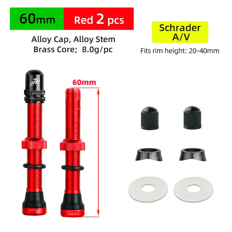 Deemount 2PCS Bicycle Tubeless Schrader Valves — Brass Core CNC Anodized MTB & Road Bike Rim Nipple