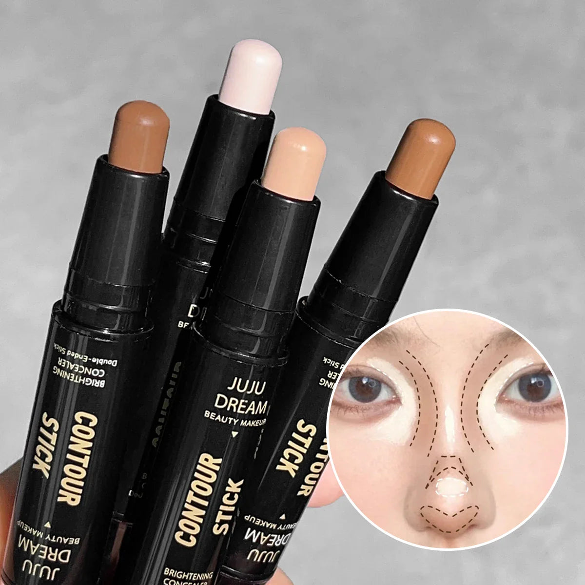 Double-Ended Highlight & Contour Stick – 3D Nose Shadow, Facial Shaping, Brightening & Trimming Makeup Tool