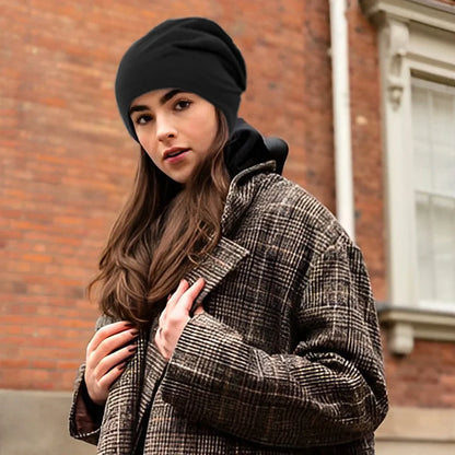 Solid Color Unisex Slouchy Beanie - Soft Cotton Hip-Hop Cap, Lightweight Running Hat for Men and Women