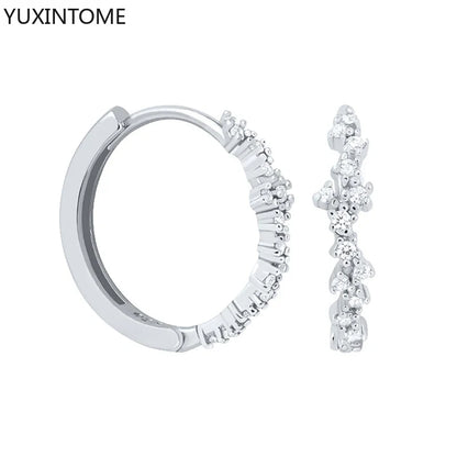 925 Sterling Silver White Zircon Hoop Earrings for Women – Fashion Geometric Crystal Silver Earrings Fine Jewelry Elegant Daily Wear Jewelry