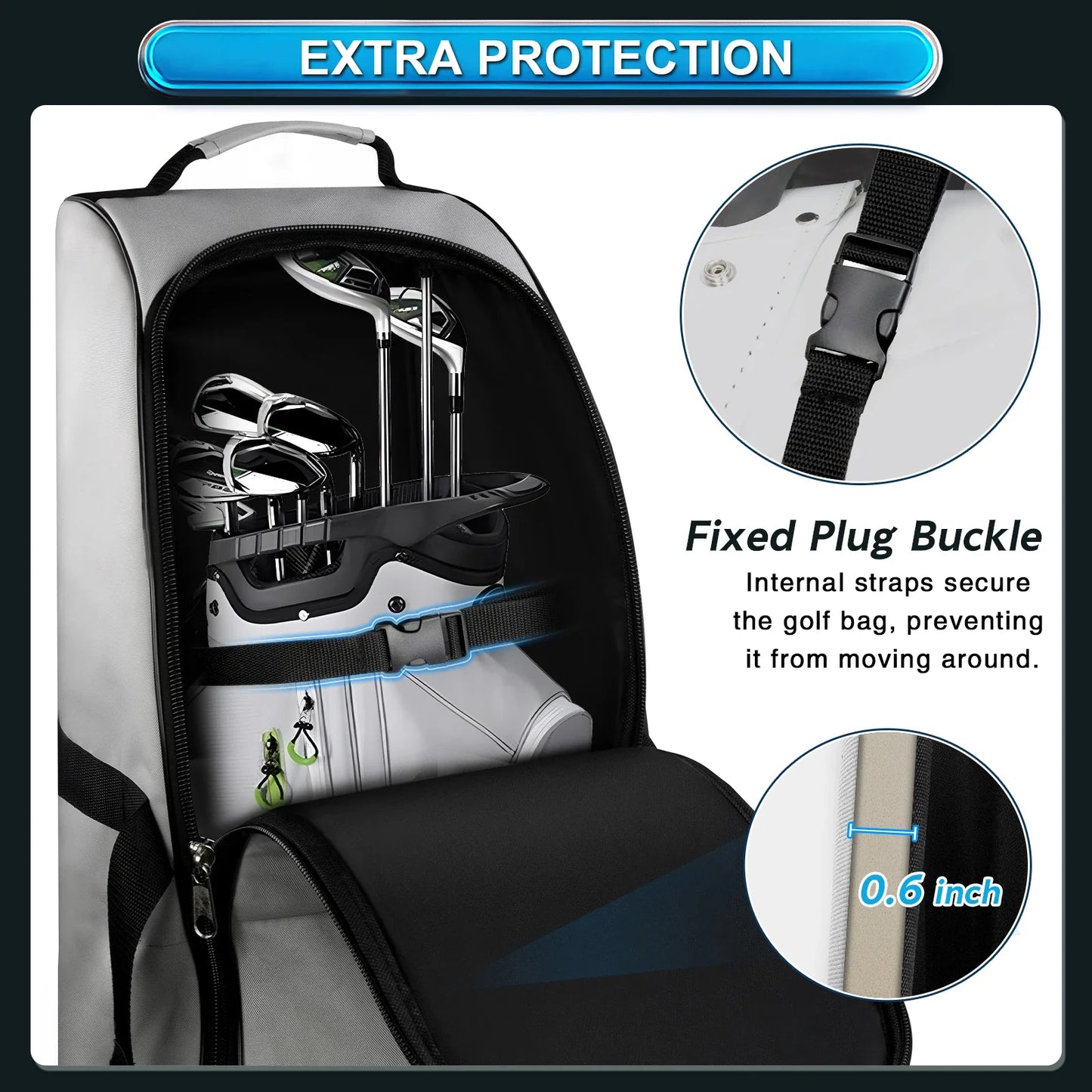 Heavy Duty Golf Travel Bag – 900D Polyester Oxford, Wear-Resistant, Foldable Soft-Sided Case with Zipper & Wheels