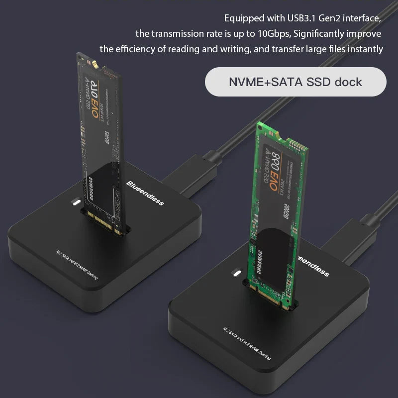 Blueendless External SSD Hard Disk NVME Enclosure – 10G Online Reading/Writing Speed, M.2 NVME SD Docking Station Case
