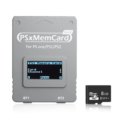Bitfunx PSxMemCard Gen2 – Game Save Storage for PS1 & PS2 Games, Compatible with PlayStation Consoles