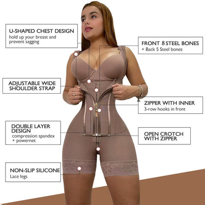 Women’s High Compression Full Body Shapewear – Tummy Control Waist Trainer Girdle Slimming Bodysuit