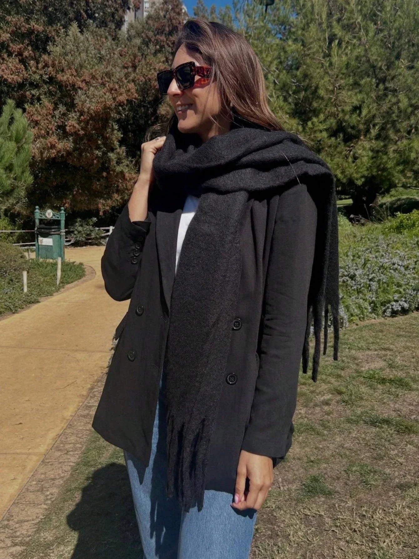 2025 Women’s Winter Scarf – Thick Warm Pashmina Shawl Wrap, Solid Color Cashmere Tassel Hijab Stole