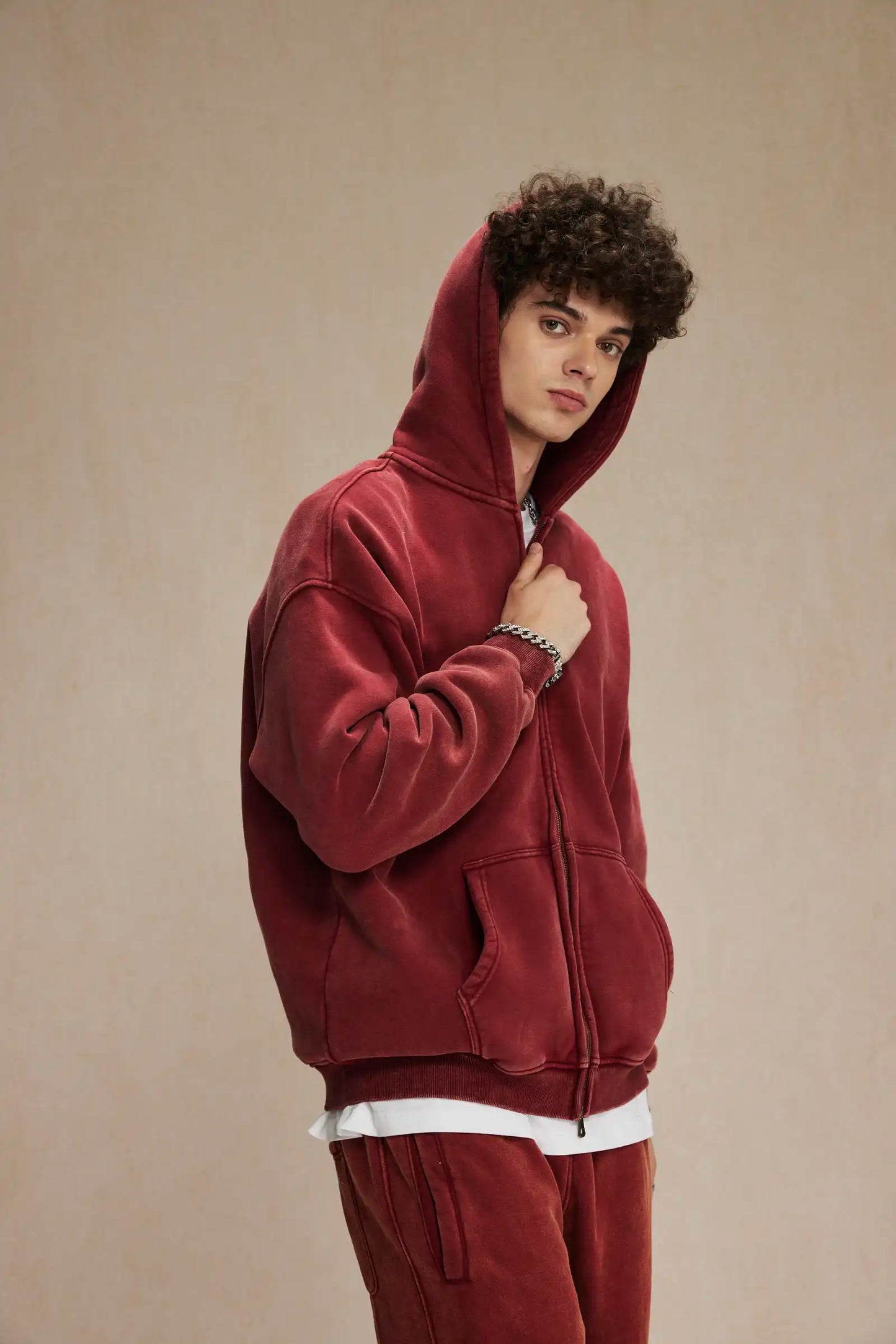 Batik Fleece Zipper Hoodie – Warm Ethnic Style Zip-Up Sweatshirt