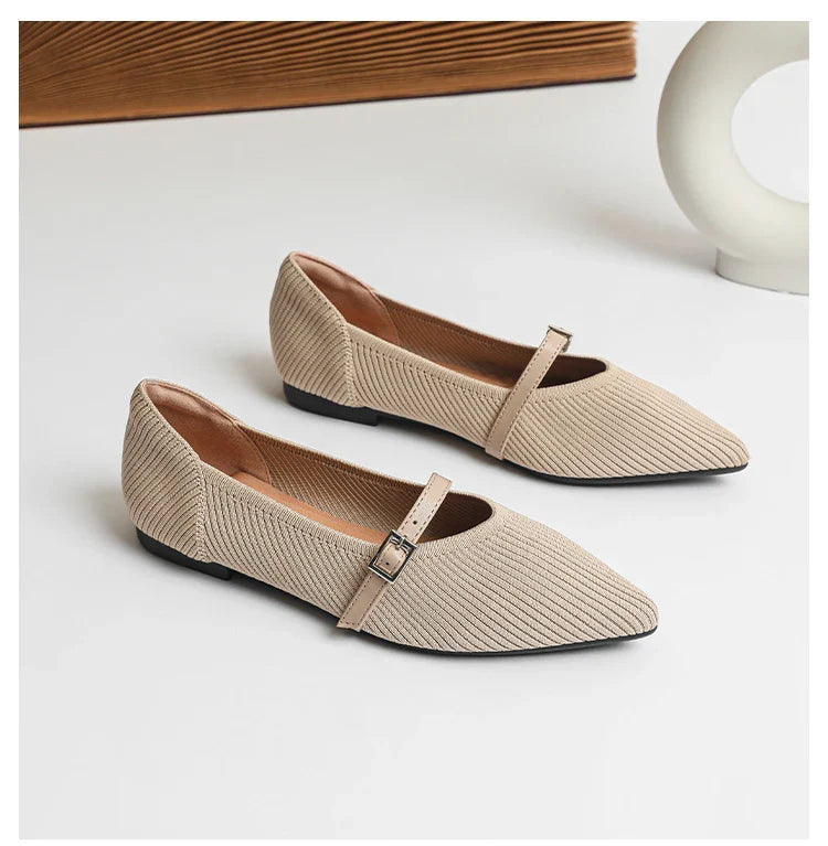 2024 Women's Flat Shoes – Pointed Toe Soft Knitted Sole, Breathable & Comfortable Spring and Autumn New Model
