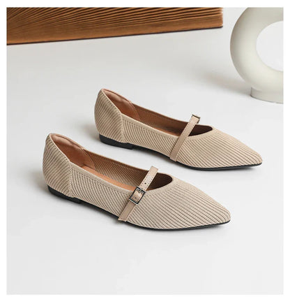 2024 Women's Flat Shoes – Pointed Toe Soft Knitted Sole, Breathable & Comfortable Spring and Autumn New Model