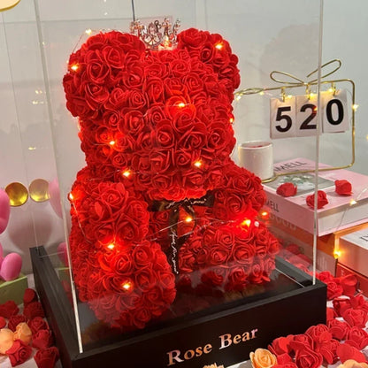 Forever Rose Teddy Bear – Artificial Flower Gift for Mom & Special Occasions