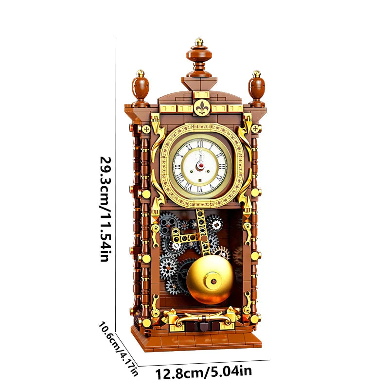 Vintage Swinging Pendulum Clock Building Blocks – 751PCS 3D Mechanical DIY Model Kit for Adults, Retro Home Decor Gift Idea