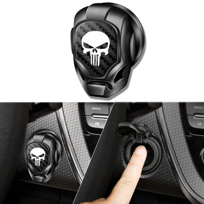 Skull Car Push Start Button Cover – Aluminum Alloy Carbon Fiber Anti-Scratch Engine Starter Protector