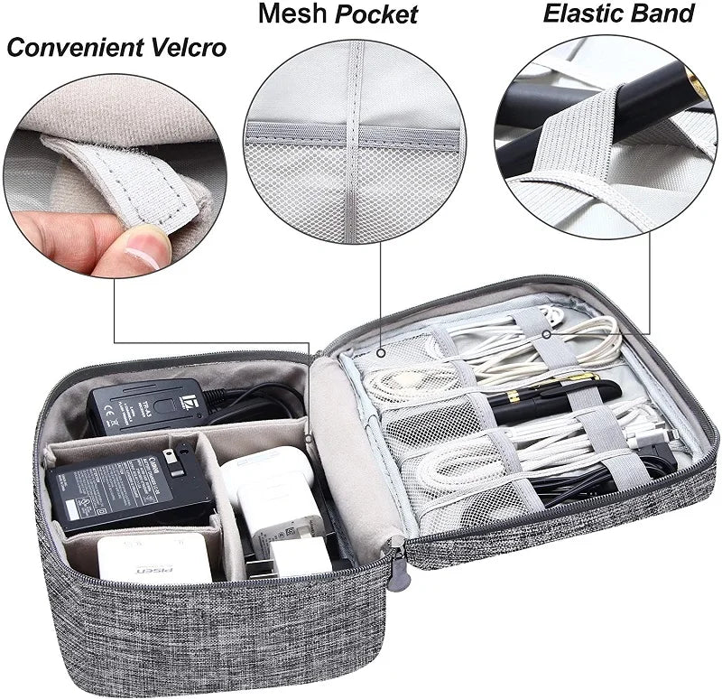 Waterproof Portable Cable Organizer: Digital Electronic Storage Bag for USB, Charger, and Plug