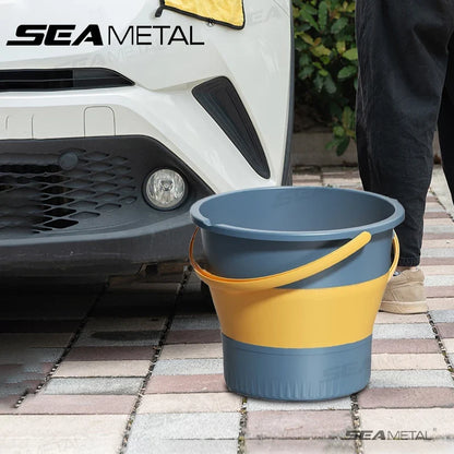 SEAMETAL Foldable Car Wash Bucket - 5L/10L Portable Thickened Plastic Water Bucket for Camping, Fishing & Outdoor Use