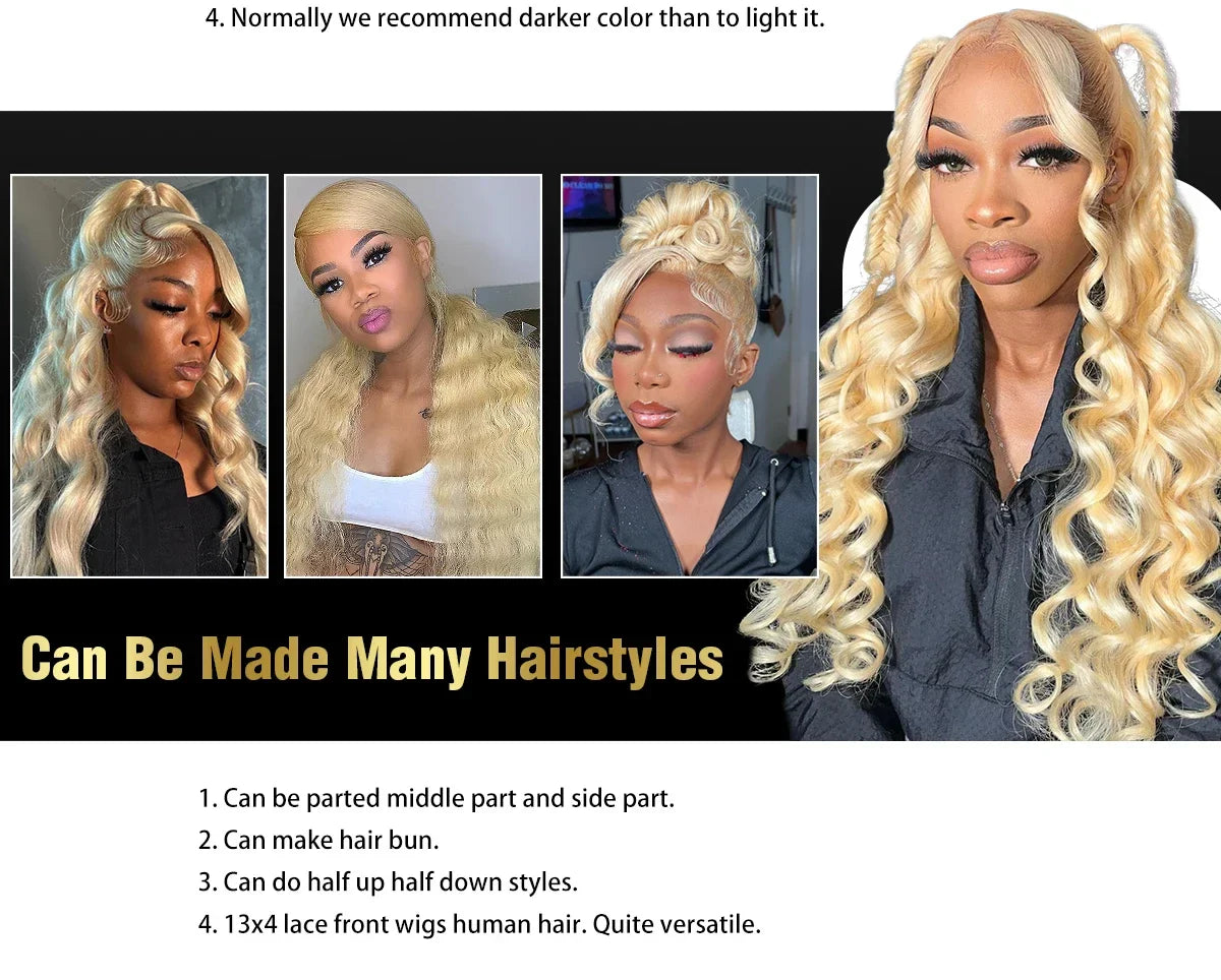 613 Honey Blonde Body Wave HD Lace Front Wig – 13x6 Transparent Glueless Human Hair Wig, 13x4 Lace Frontal, 180 Density