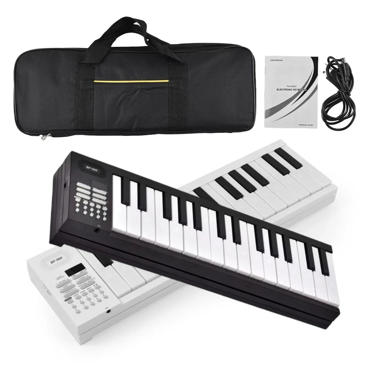 61 Key Foldable Electronic Piano - Portable Keyboard with LED Display, Built-In Battery & Musical Instrument Features