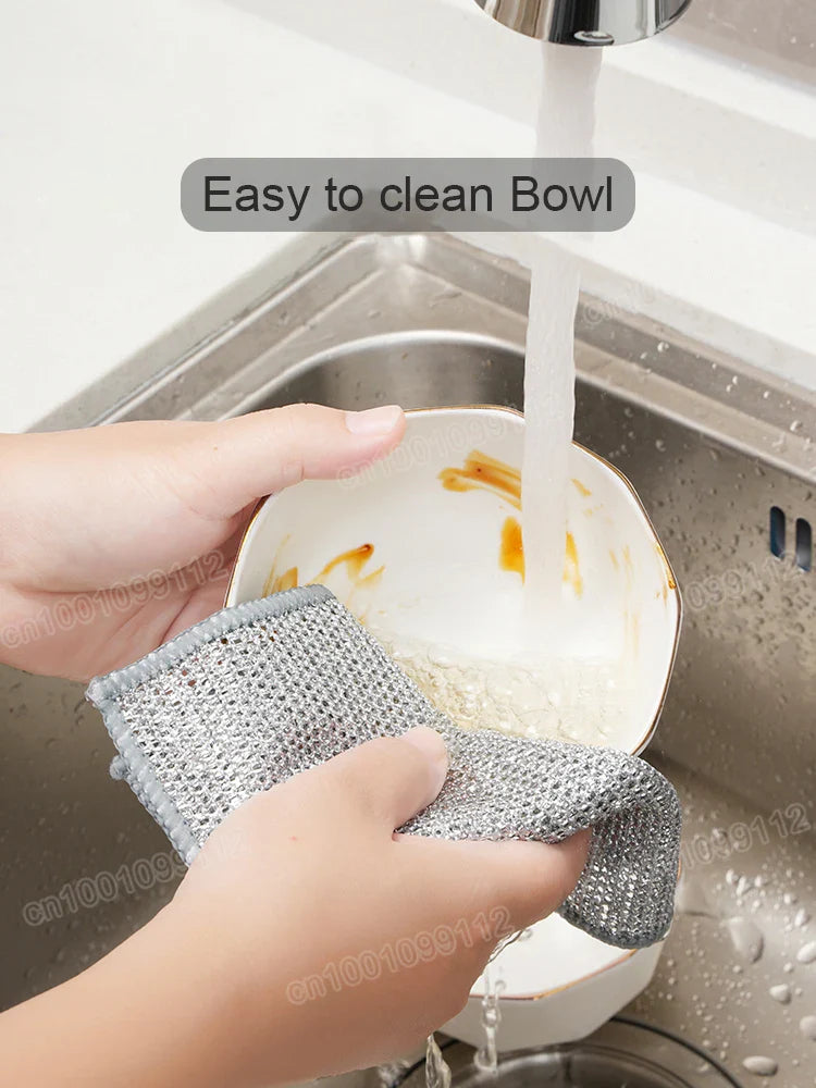 Magic Cleaning Cloth: Kitchen Dishwashing Towel with Metal Steel Wire – Ultimate Dish and Pot Cleaning Tool