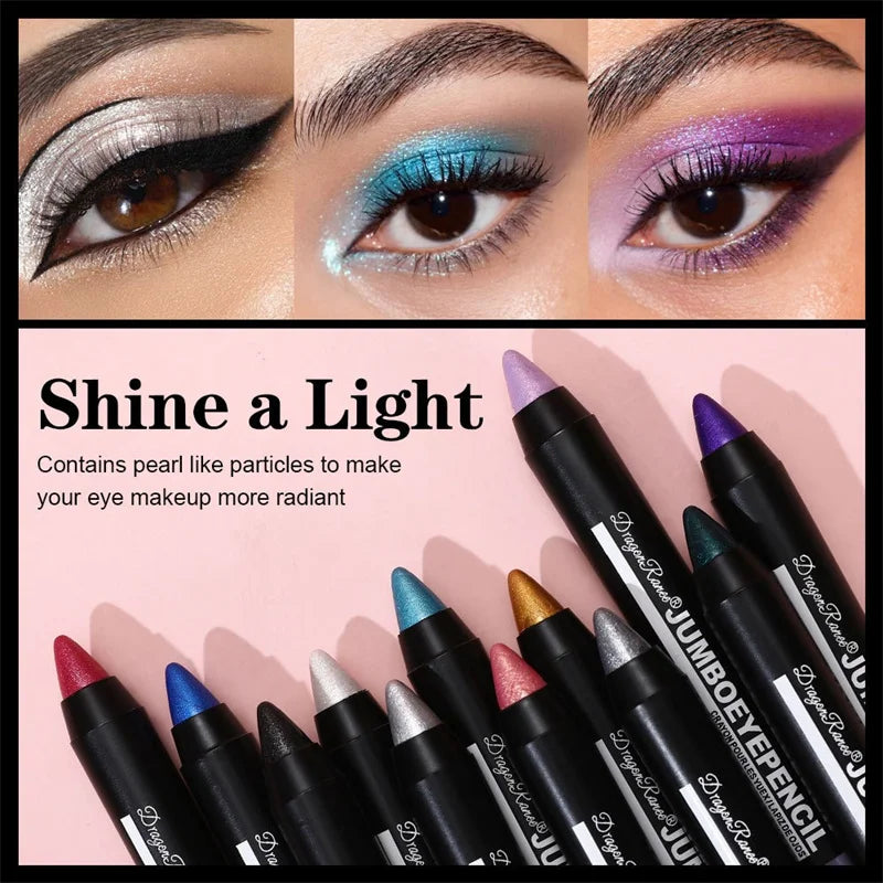 12-Color Waterproof Eyeshadow Pencil – Long-Lasting Pigment Blue Purple Black Eye Shadow Stick