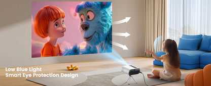 TOPTRO Mini Projector – Full HD 1080P Support, 16000 Lumens, Auto Keystone, WiFi & Bluetooth Portable Home Theater Projector