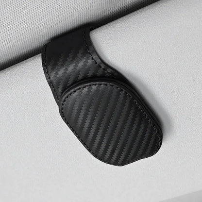 Universal Car Sun Visor Glasses Holder Clip – Magnetic Leather Eyeglass Hanger Storage Organizer Auto Accessories