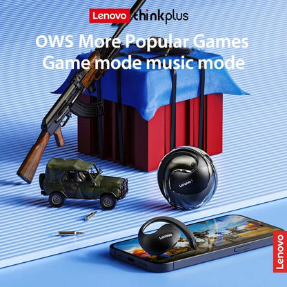 Lenovo X15pro OWS Earphone: Bluetooth 5.4, Ear-Mounted Sports Waterproof Wireless Earphones with Lanyard