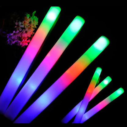 60Pcs RGB LED Glow Sticks – Colorful Foam Cheer Tubes for Dark Light, Birthday, Wedding, and Party Supplies