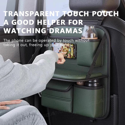 SEAMETAL 8 in 1 Car Seat Back Storage Bag – Foldable Tray, Waterproof & Wear-Resistant Organizer with Tissue & Cup Holder