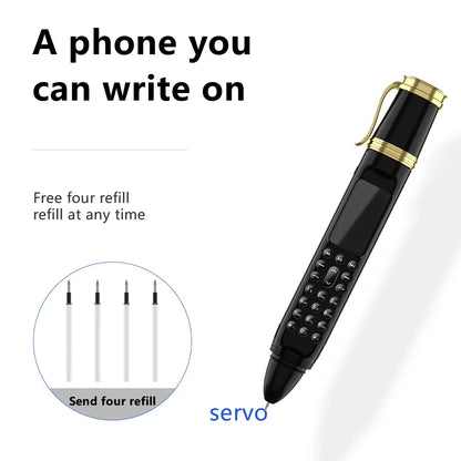 SERVO BM111 3-in-1 Magic Voice Pen Phone – Portable Dual SIM Mobile, Bluetooth Dial Recorder, and Original Telephone Device