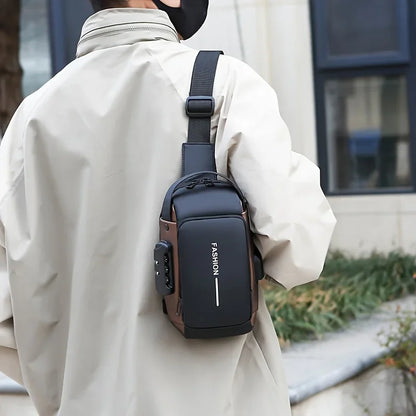 Durable Oxford Fabric Men’s Sling Bag — Stylish Motorcycle Crossbody Chest Pack with Phone Pocket & Zip Closure for Daily Commute