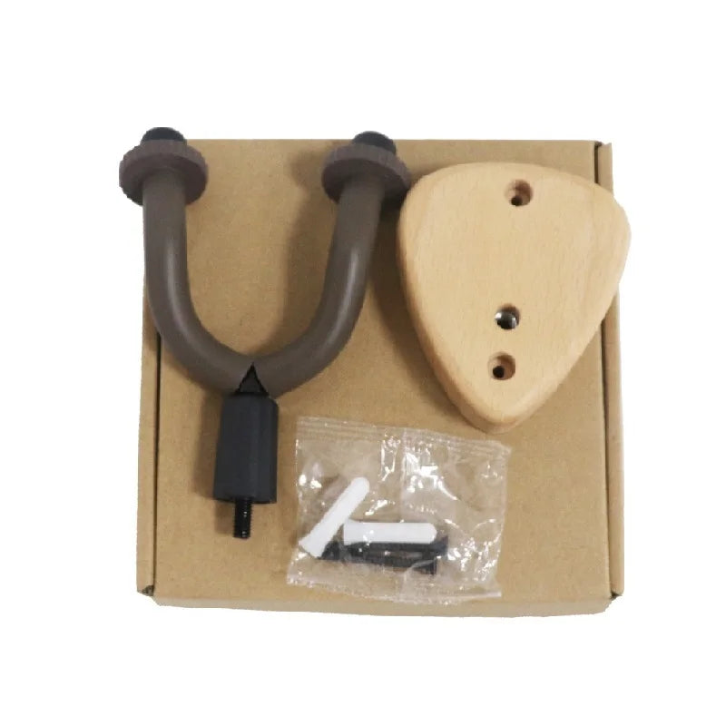 Wall Mount Guitar Hanger — Walnut Hook for Ukulele, Electric Guitar & Bass, Adjustable Display Stand