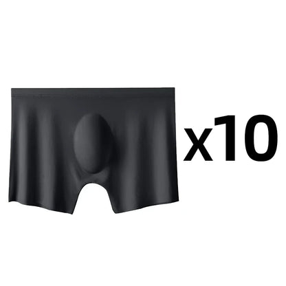 Men’s 10-Pack Ice Silk Boxers – Ultra-Thin Seamless Breathable Summer Underwear Shorts Set