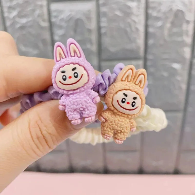 5PCS Labubu Hair Ties – Cute Cartoon Elastic Scrunchies for Women & Girls, Ponytail Holders Hair Accessories Gift Set