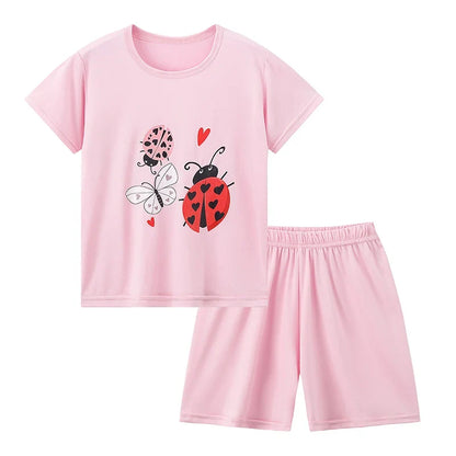 Kids' 2-Piece Summer Outfit Set - Cute Short Sleeve Top and Shorts for Boys & Girls